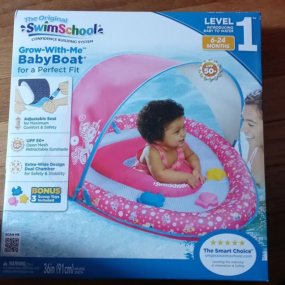 NEW SWIMSCHOOL GROW-WITH-ME BABY BOAT POOL FLOAT RAFT TOY 6-24mo LEVEL 1 - Picture 1 of 2